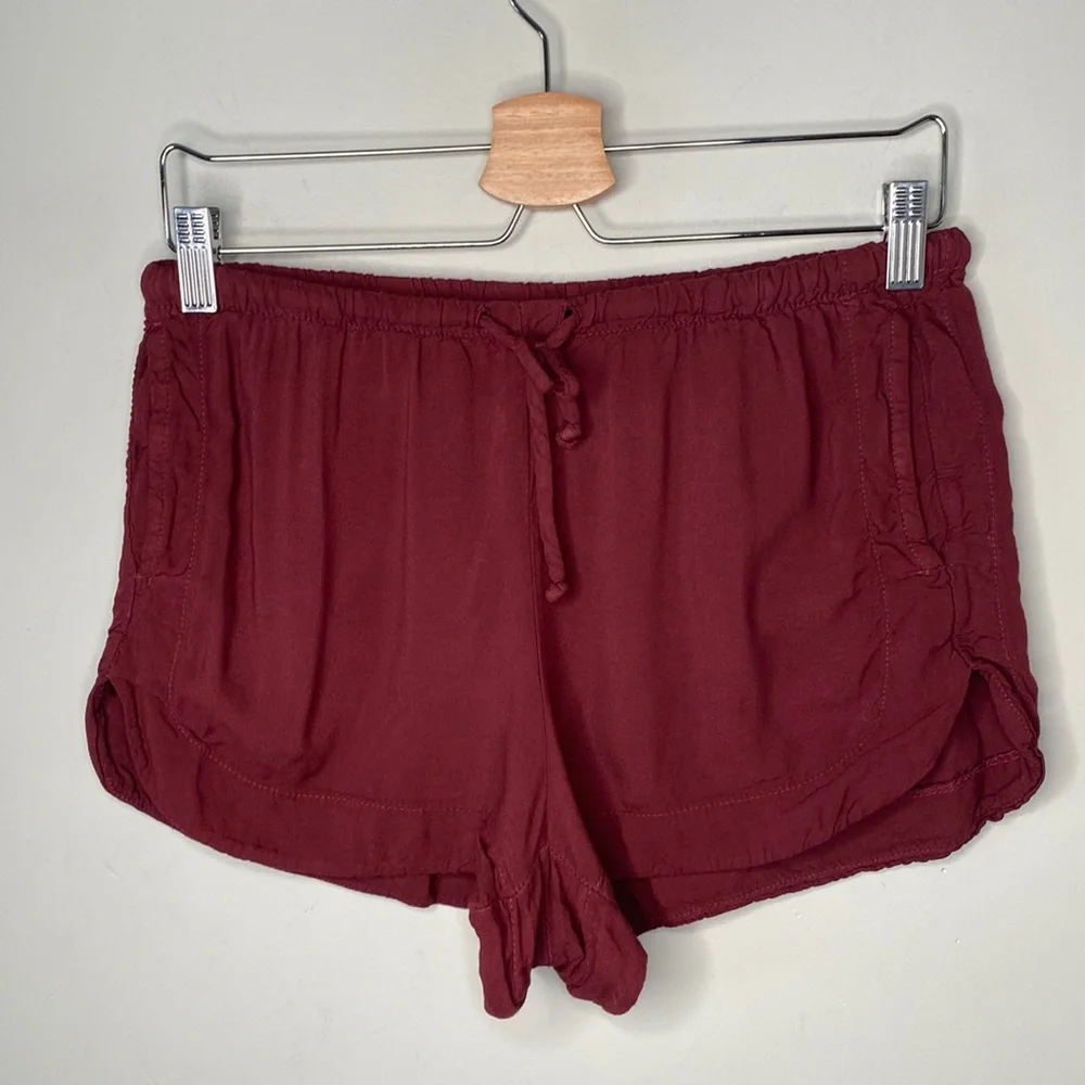 Brandy Melville Burgundy Eve Drawstring Shorts - Picture 3 of 11